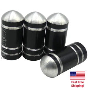 4x Wheel Tire Valve Cap Stem Cover For Bike, Car, Trucks Bullet Shape BLACK - Picture 1 of 12