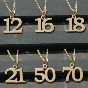 375 Solid 9ct Gold Birthday Number Age Charm Pendant Gift 10-70 - Picture 1 of 10