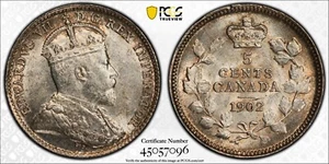 1902 Canada 5 Cent, PCGS MS-63 KM #9 - Picture 1 of 5