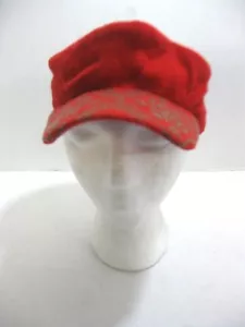 Red Knit Winter Headband With Visor Ski Ear Warmer Band Snowflakes Wide Soft NEW - Picture 1 of 7