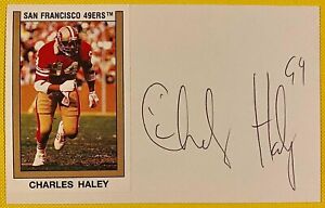 Charles Haley Signed Index Card Autographed Cowboys 49ers HOF 5x Super Bowl Wins