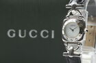 [Exc+5 w/Box] GUCCI Horsebit 6300L Silver*Black Woman's Quartz Watch From JAPAN