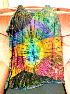DAMEN GYPSY-EYE-TIE-DYE BLUSE-TOP-BOHO-PATCH ARBEITSPULLOVER-PLUS-16/18-BRUSTUMFANG-21 - Bild 1 von 4