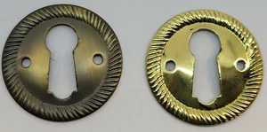 Cubierta de cerradura de 1" borde de cuerda estilo americano temprano estampado latón envejecido antiguo retro - Imagen 1 de 26