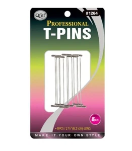 QFITT T-PIN 8 CT. CABEZA DE PELUCA DE ESPUMA DE POLIESTIRENO PASADORES EN T 2 1/2" #1264 - Imagen 1 de 1