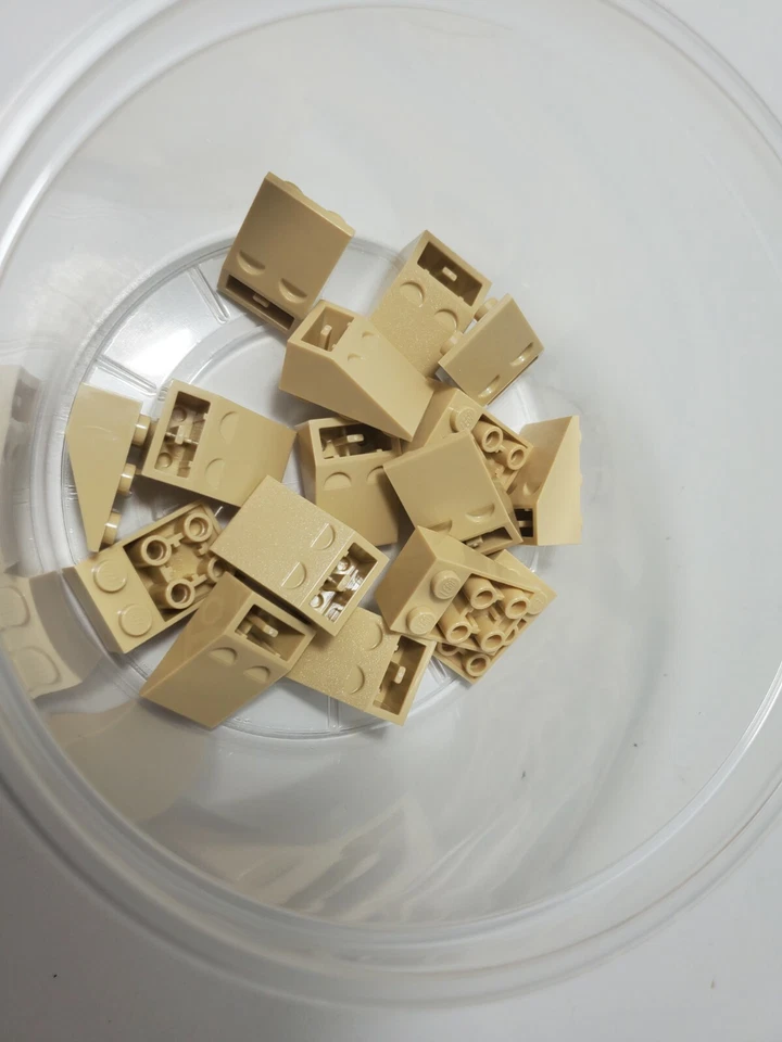 NEW LEGO Parts Tan 3747b Lot of 4 Slope Inverted 33 3x2 with Connection 4500453 - Image 1 of 1