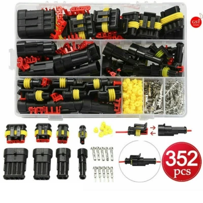 352Pcs 12V Waterproof Electrical Wire Connector Plug Terminal Kit 1/2/3/4 Pin - Image 1 of 4