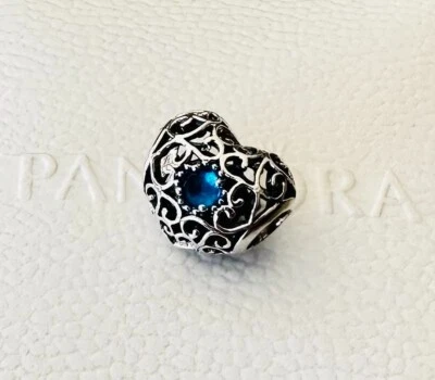 Pandora September Signature Heart Sapphire Charm #791784SSA +FREE Gift Box +Tag - Image 1 of 4