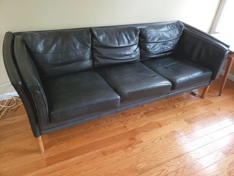 Danish Modern Black Leather Sofa Cover