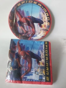 8 Spiderman 2 platos de papel y 16 servilletas 2004. Nuevo en paquete - Imagen 1 de 5