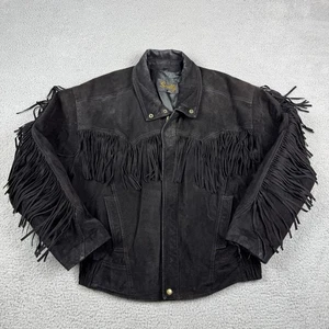 Vintage Scully Jacket Mens Size 44 Black Boar Suede Fringe Western Cowboy READ - Picture 1 of 19