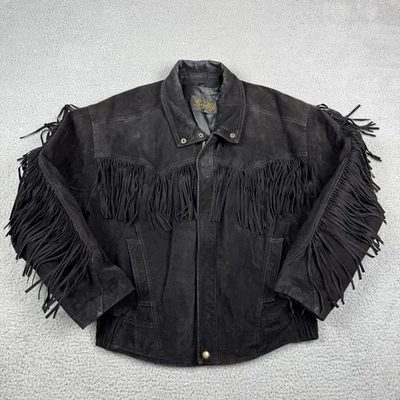 Vintage Scully Jacket Mens Size 44 Black Boar Suede Fringe Western Cowboy READ - Image 1 of 4