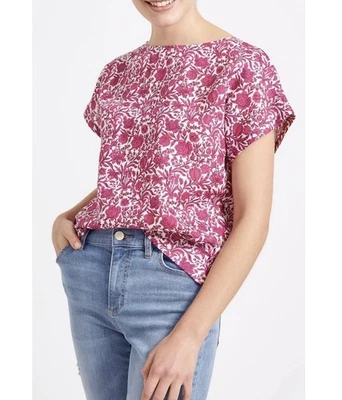 Sportscraft Sambourne Pink Liberty Alyse Top S/M Linen Dolman Short Sleeve - image 1 of 4
