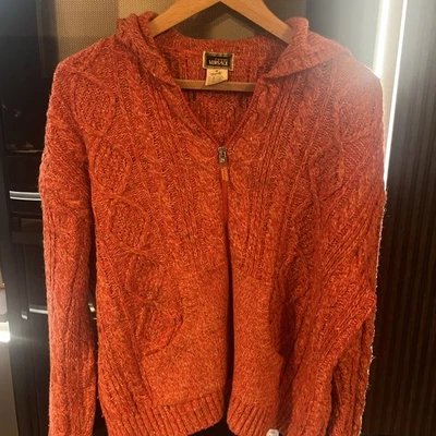 Versace jumper sweater zip Wool Orange Cable Knit Sweater Age 16 Adult S/M - Image 1 of 4