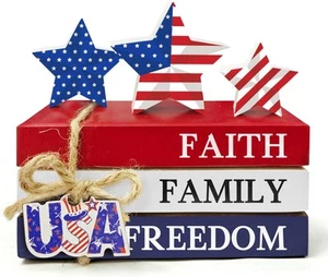 4th of July Wooden Star Signs Decorations, Memorial Day Patriotic red - Picture 1 of 8
