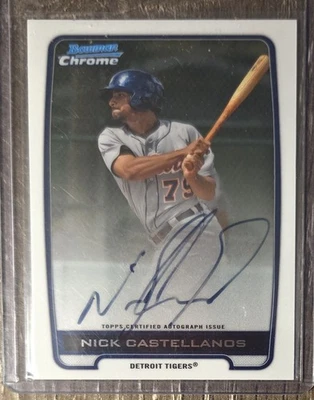 Bowman Chrome Nick Castellanos 2012 automático radiocontrol primer automático novato Phillies Tigers bonito Foto 1 de 2