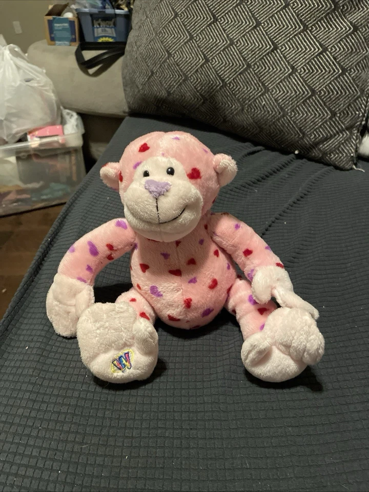 Ganz Webkinz 11” Love Monkey Pink with Red-Purple Heart Plush Stuffed Animal Toy - Image 1 of 1