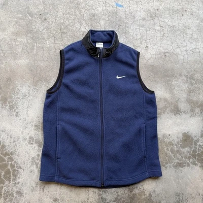 Nike Fleece Vest Youth XL 16 Navy Blue Full Zip Swoosh Logo Stand Collar Outdoor - Image 1 of 4