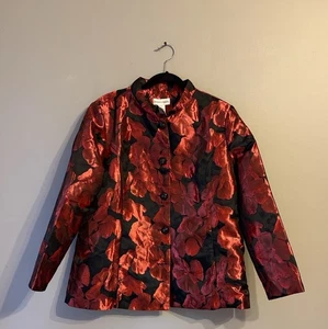 Drapers & Damons Dressy Black/Red Floral Jacket. Size 1X - Picture 1 of 10