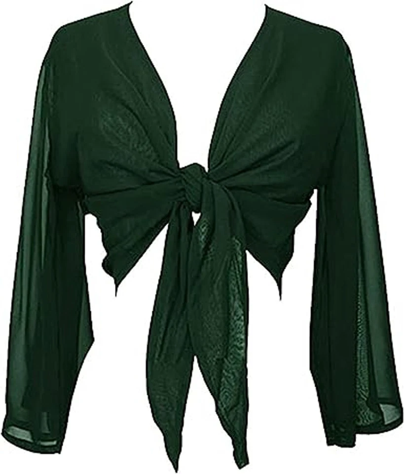 Blusa para mujer de chifón choli estilo envolvente corbata top danza del vientre gitano bolero encogerse de hombros Foto 1 de 1