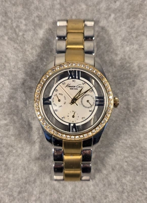 Kenneth Cole Damas KC 4904 3-Sub Dial Cristal Acento SS Reloj Batería Nueva Foto 1 de 4