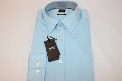 Camisa de vestir Boss Hugo Boss para hombre Lukas azul claro de algodón talla pequeña nueva con etiquetas $350 Foto 1 de 4