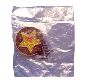 Hallmark PIN Valentines Vintage STAR HEART Glitter Gold 1983 Brooch NEW MIP - Picture 1 of 4