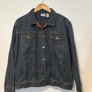 Chicos Denim Jacket Women Size 2 Blue Paisley Embroidered Sequins Paisley - Picture 1 of 8