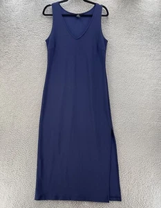Boston Proper Maxi Dress Women Medium Petite Blue Travel Nylon Maxi Side Slit - Picture 1 of 12