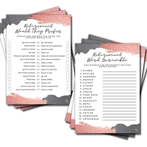50 Rose Gold Retirement Party Games for Women Word Scramble Would They Prefer - Picture 1 of 8