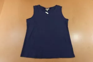 Style & Co Womens Size 0X Navy Blue Scallop V Neck Pullover Tank Top NWT - Picture 1 of 9