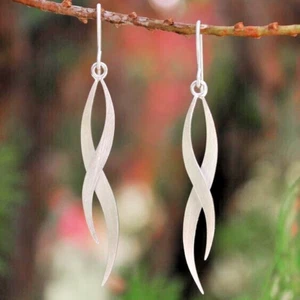 Stylish Dangle Earring 925 Solid Sterling Silver  Jewelry women's 16 Gram - Picture 1 of 2