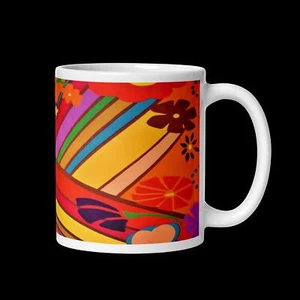 Colourful jacobean rainbow mug - Picture 1 of 4