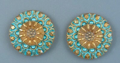 COLORFUL CZECH GLASS BUTTON - SET OF 2 - Image 1 of 4