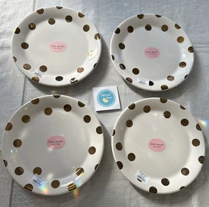 "Juego de 4 platos de cena Lenox Kate Spade punto decorativo dorado 10,5"" nuevos con etiquetas" - Imagen 1 de 7