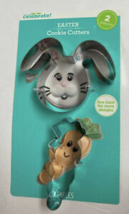 NEW Bunny and Carrot Metal Cookie Cutters 2-Pieces - Rabbit Easter