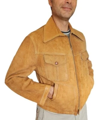 Chaqueta de cuero reversible vintage años 70 para hombre TALLA 44/46 Foto 1 de 4