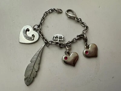 Pulseira Berloque JUICY COUTURE Tom Prata 7" Coração Coroa Pena - Imagem 1 de 4