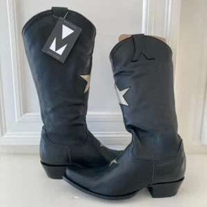 NWT Mexicana Free People Lonestar Tall Leather Western Boots Black Sz 8 - Picture 1 of 9