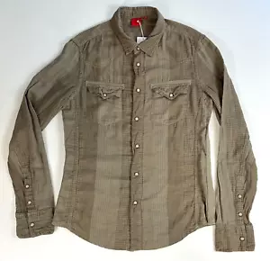 NWT Men's Saks Fifth Avenue Pearl Snap Western Shirt Stripes Check Sz S - Picture 1 of 12