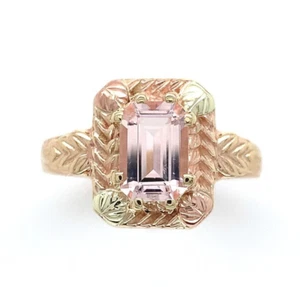 10k Tri-Color Gold Ring with 1.06 Carat Pink Genuine Natural Morganite (#J6465) - Picture 1 of 10