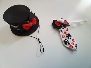 Cat Dog Pet Hat Dress Up Gentleman Black Hat Neck Tie Costume 