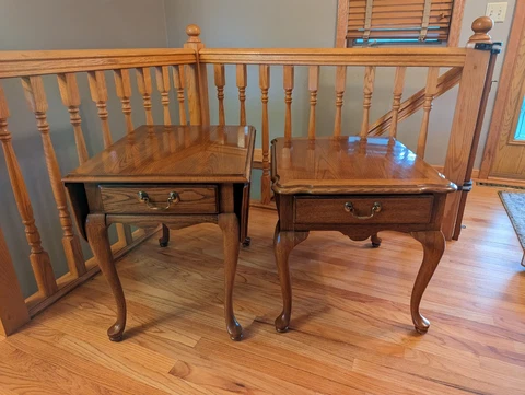 2-VTG THOMASVILLE FRENCH COUNTRY OAK SIDE TABLE, DROP LEAF SIDE TABLE Cover