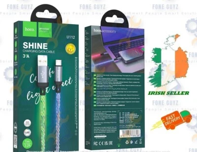 USB to Type-C Cable U112 Shine, 1m, 3A Charging, Gradient Lighting, PVC Sheath - Изображение 1 из 4