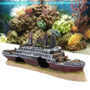 Titanic Wrack Aquarium Dekoration Ornament Fischtank Landschaft Harz Schiffswrack - Bild 1 von 15