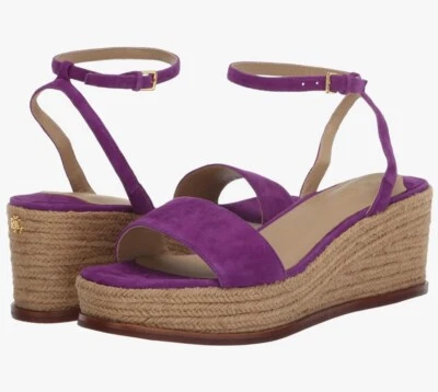 Nuevas sandalias de cuña Ralph Lauren de gamuza Leona para mujer talla 7 Foto 1 de 4