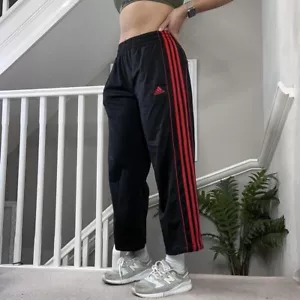 Pantaloni tuta Adidas Softshell anni 90 fondo taglia S neri con righe rosse - Foto 1 di 5