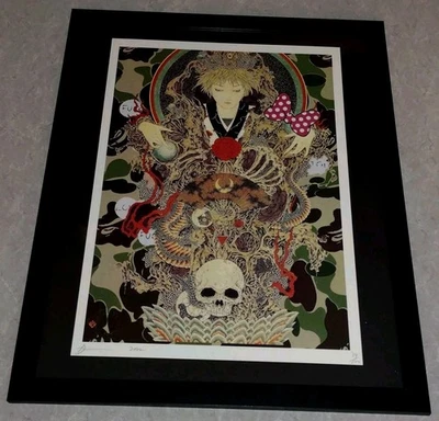 DEATH NYC ltd ed signed FRAMED art print 45x32cm Takato Yamamoto camouflage  - Image 1 of 2