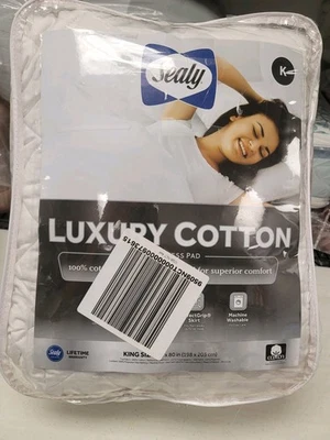 Sealy Luxury Cotton King Mattress Pad White, New - Image 1 of 3