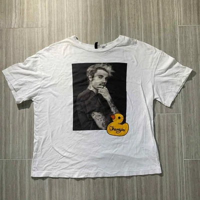 2020 Justin Bieber CHANGES Rubber Duck Teddy Bear Promo T-Shirt M H&M Divided - Image 1 of 4